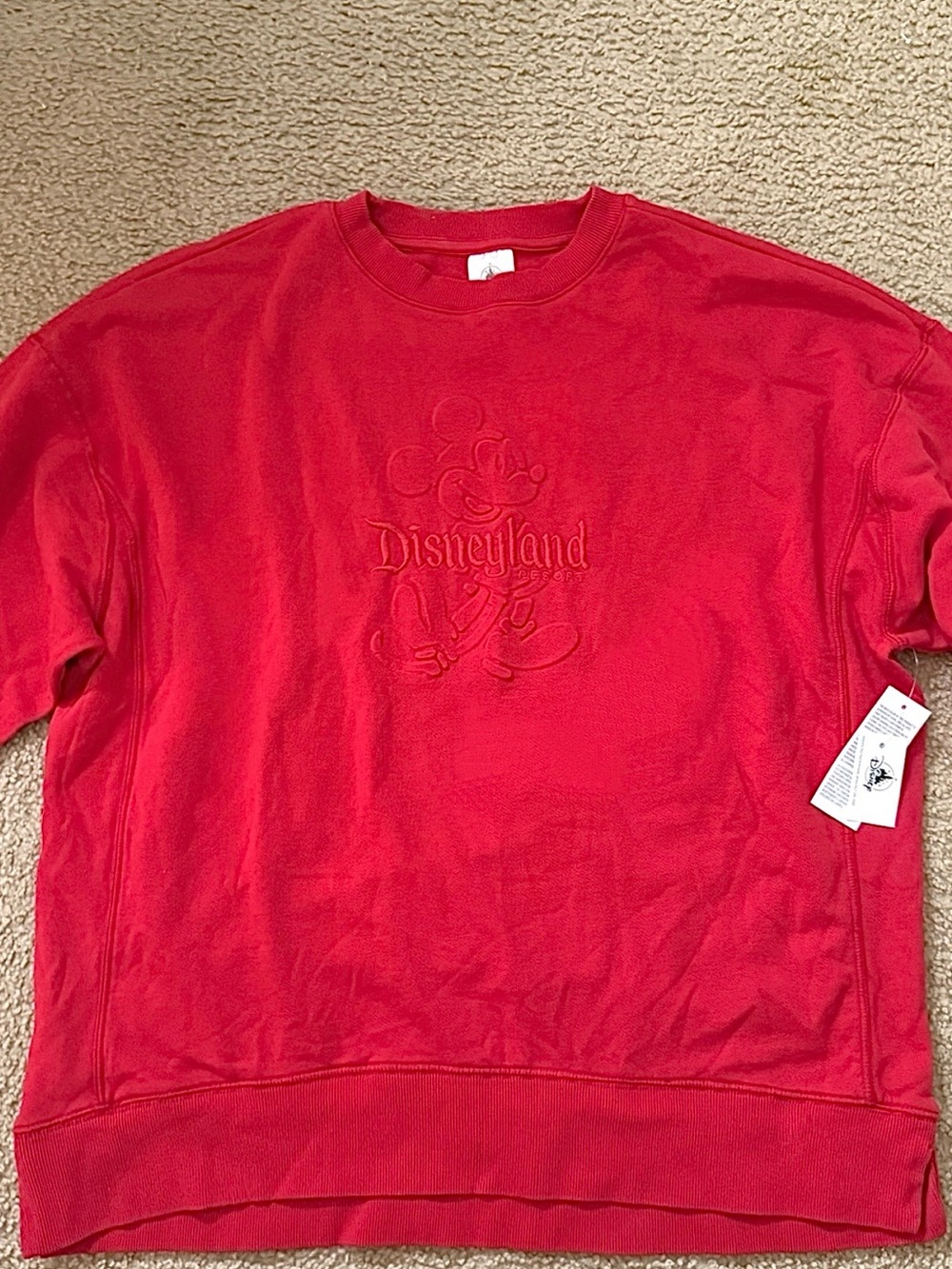 NWT Disneyland Resort Red Embossed Logo Sweater Size Small
